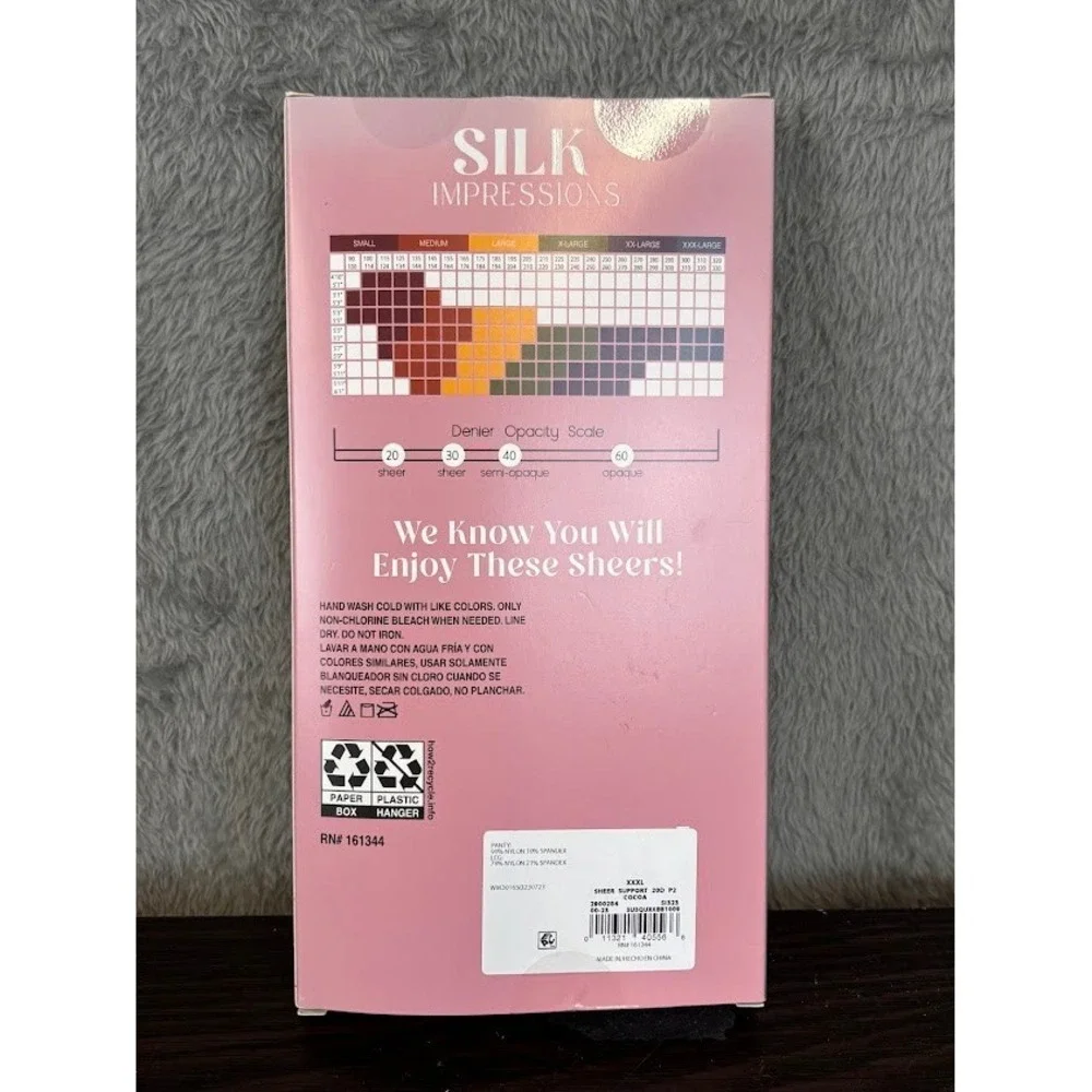 Silk Impressions Cocoa Light Support Sheer Pantyhose 2 Pair XXXL High Waisted